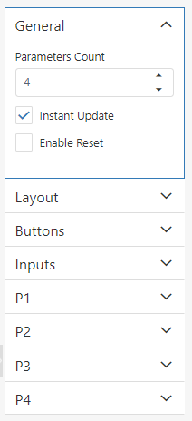 Design panel options - general