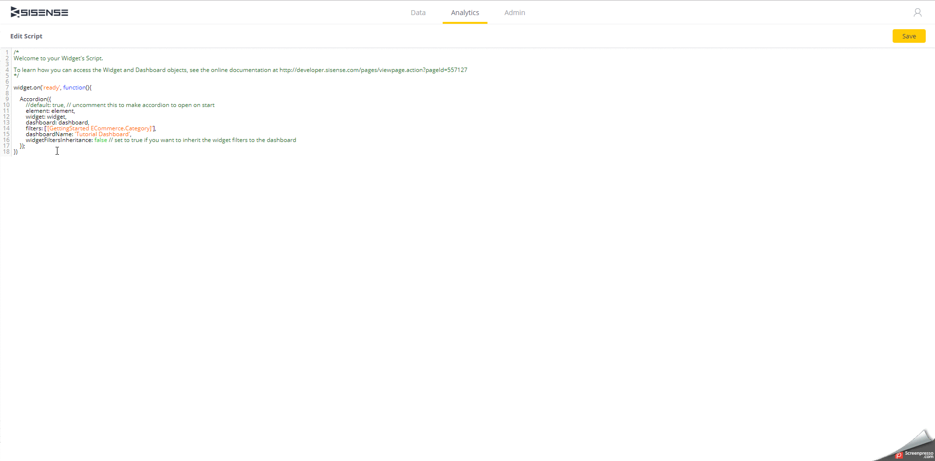 Sample Accordian dashboard demo