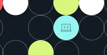 Abstract circles pattern with laptop code icon