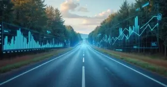 Illustrated image of graphical representation on sides of road