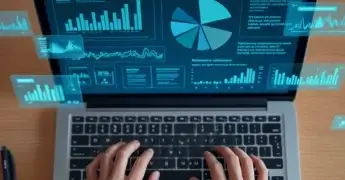 Image with laptop displaying graphical results