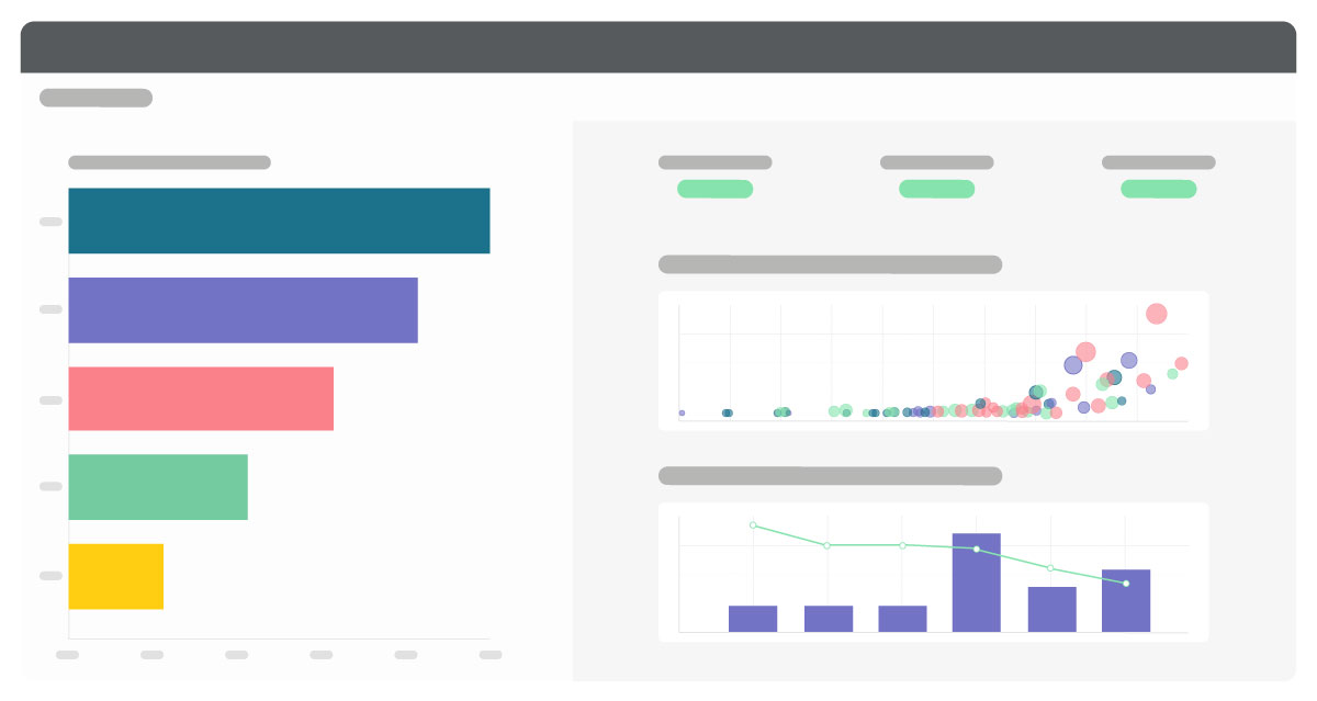 Abstract dashboard with charts and graphs