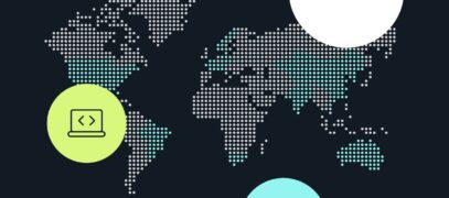 Digital world map with technology and cloud icon