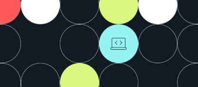 Abstract circles pattern with laptop code icon