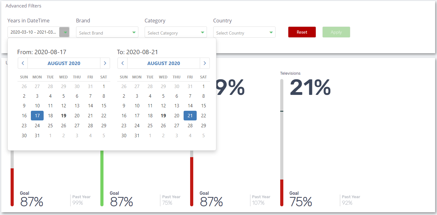 Date range selection example