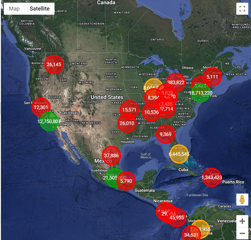 Sample google heat map widget visual