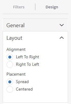 Design panel options - layout