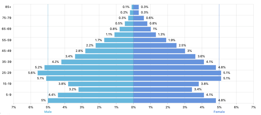 Sample double stacked negative bar chart