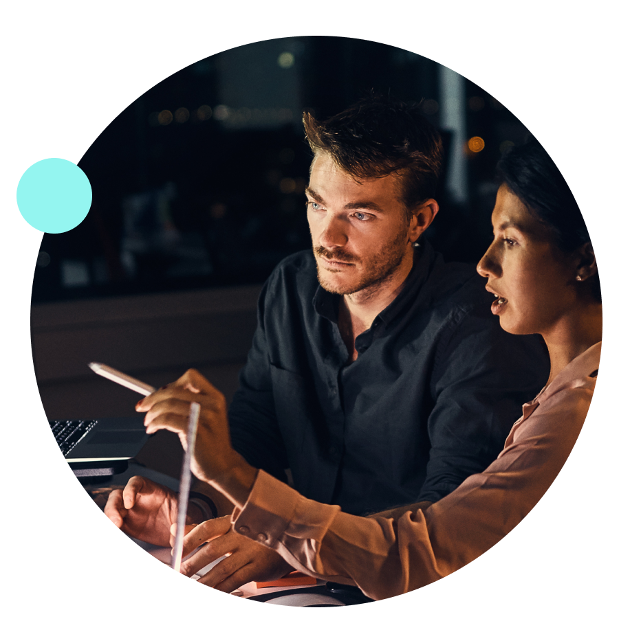 Two people on discussion