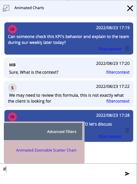 Sample dashboard chat component